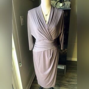 NWOT Suzy Chin for Maggie Boutique Silver Gray Midi Dress - 10